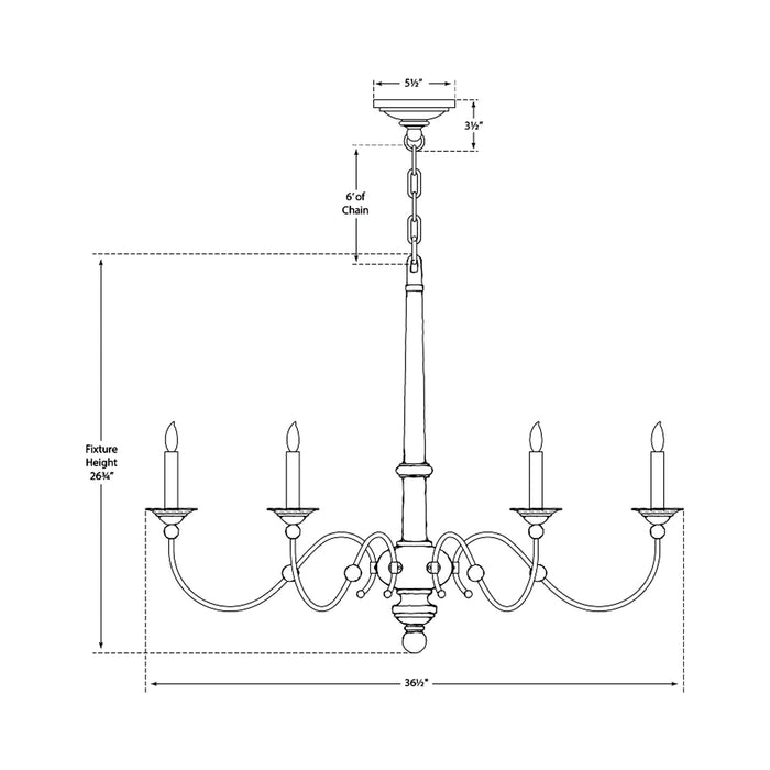 Country Chandelier - line drawing.