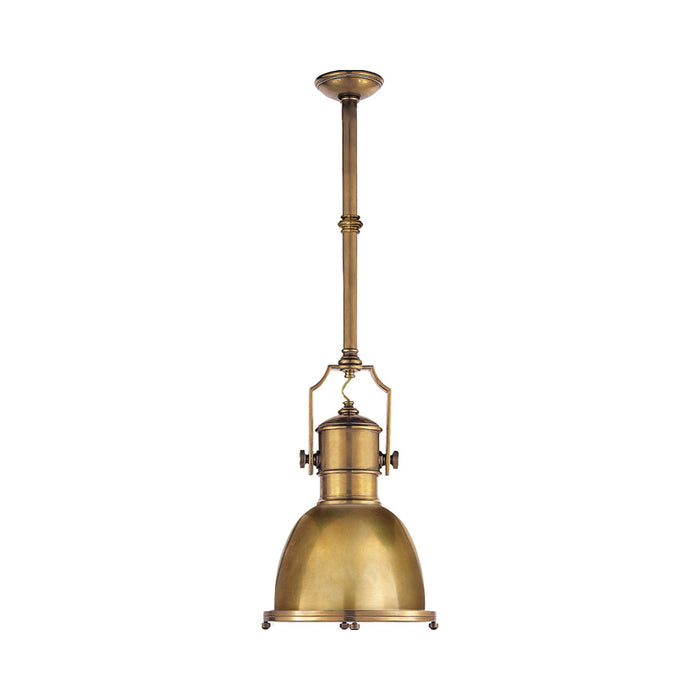 Country Industrial Pendant Light in Antique-Burnished Brass/Antique Brass (Small).