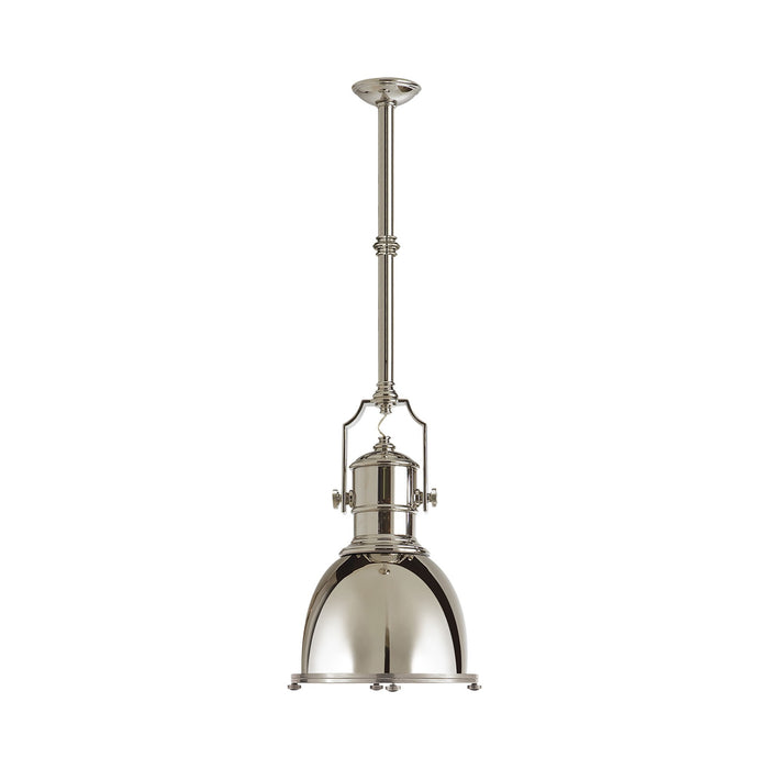 Country Industrial Pendant Light in Polished Nickel/Polished Nickel (Small).