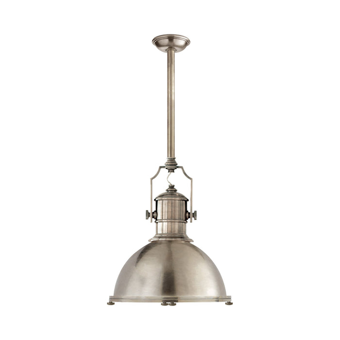 Country Industrial Pendant Light in Antique Nickel/Antique Nickel (Large).