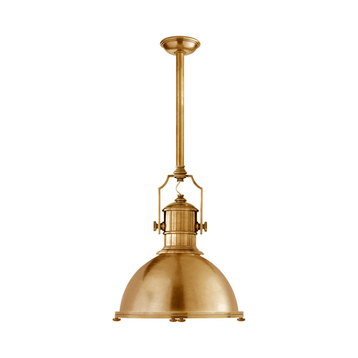 Country Industrial Pendant Light in Antique-Burnished Brass/Antique Brass (Large).