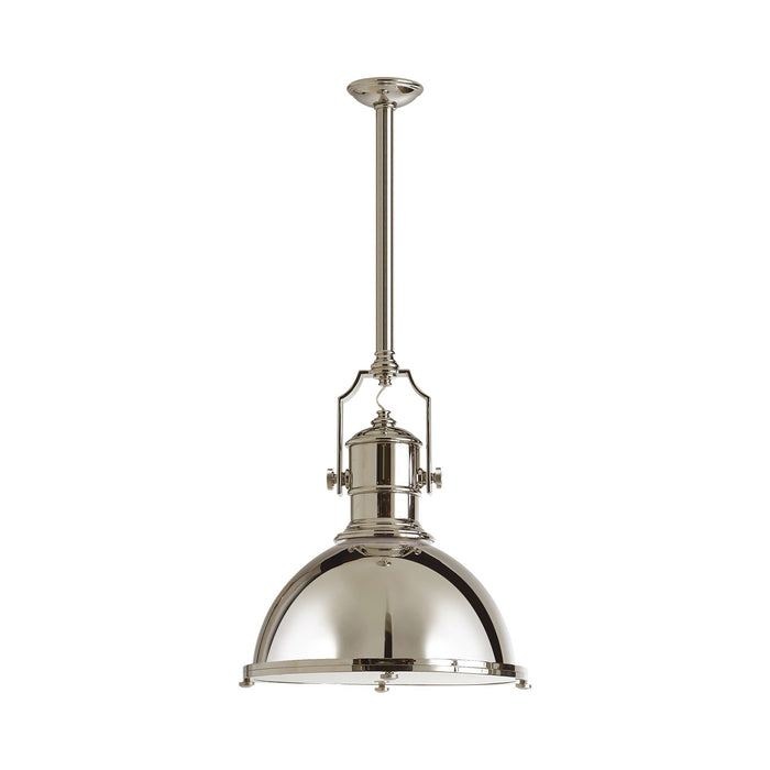 Country Industrial Pendant Light in Polished Nickel/Polished Nickel (Large).
