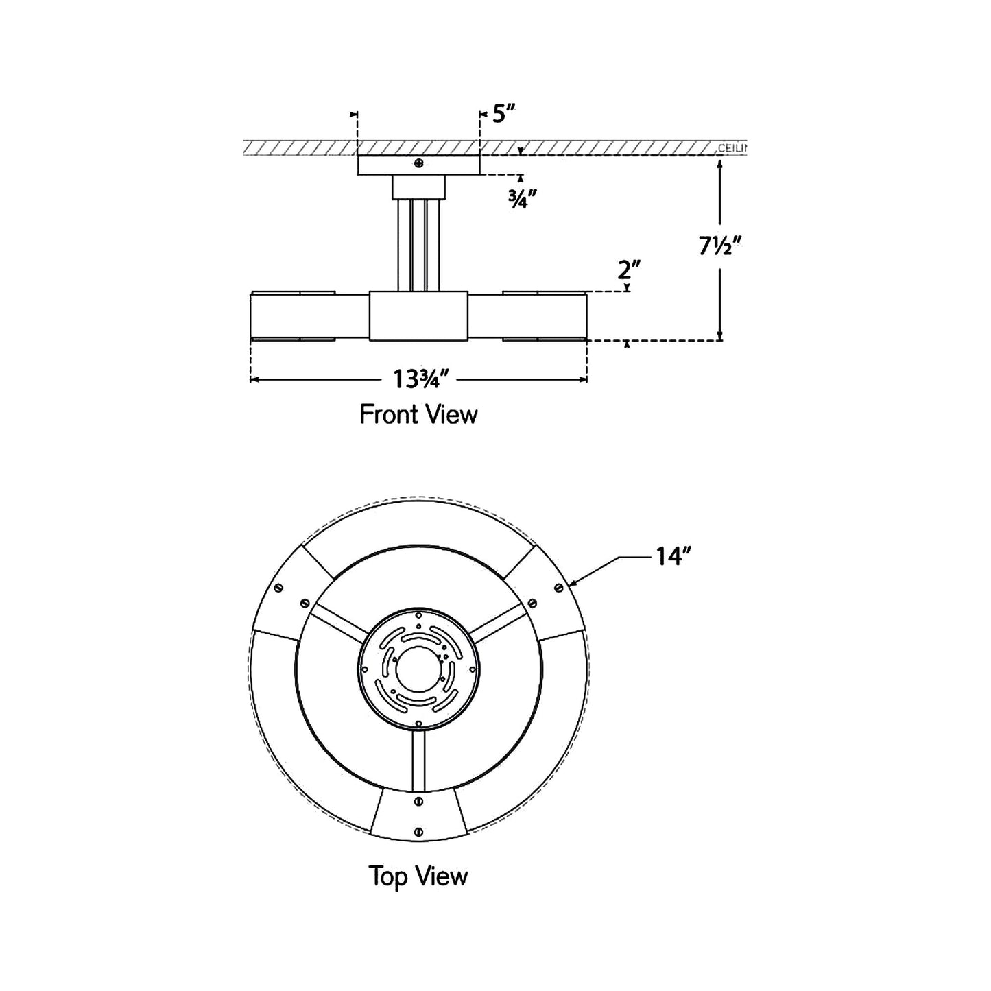 Covet Ring LED Semi Flush Mount Ceiling Light - line drawing.
