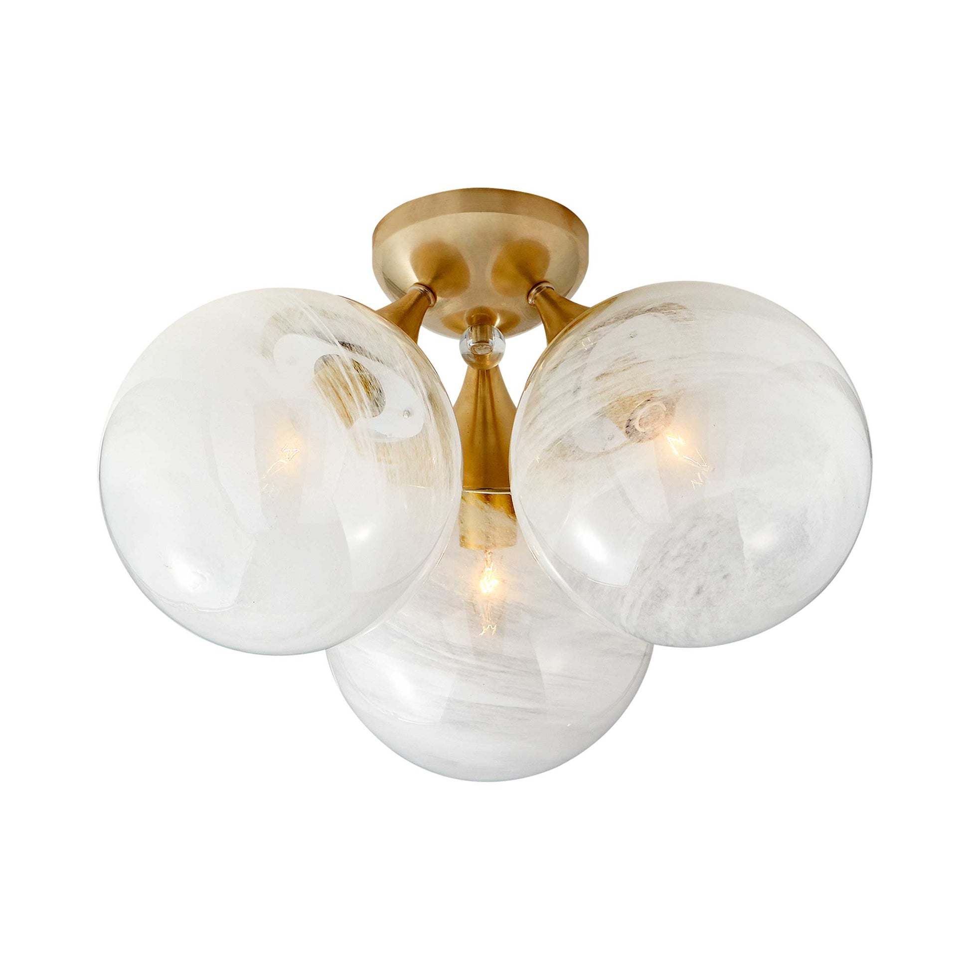 Cristol Flush Mount Ceiling Light in Hand-Rubbed Antique Brass (3-Light).