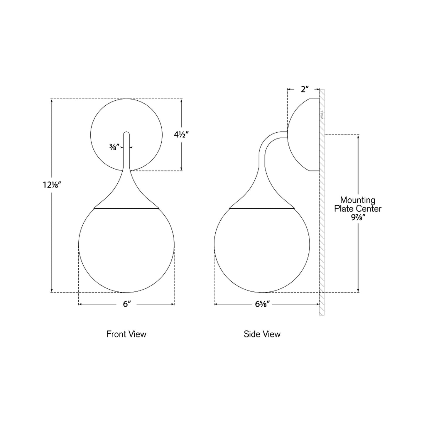 Cristol Wall Light - line drawing.