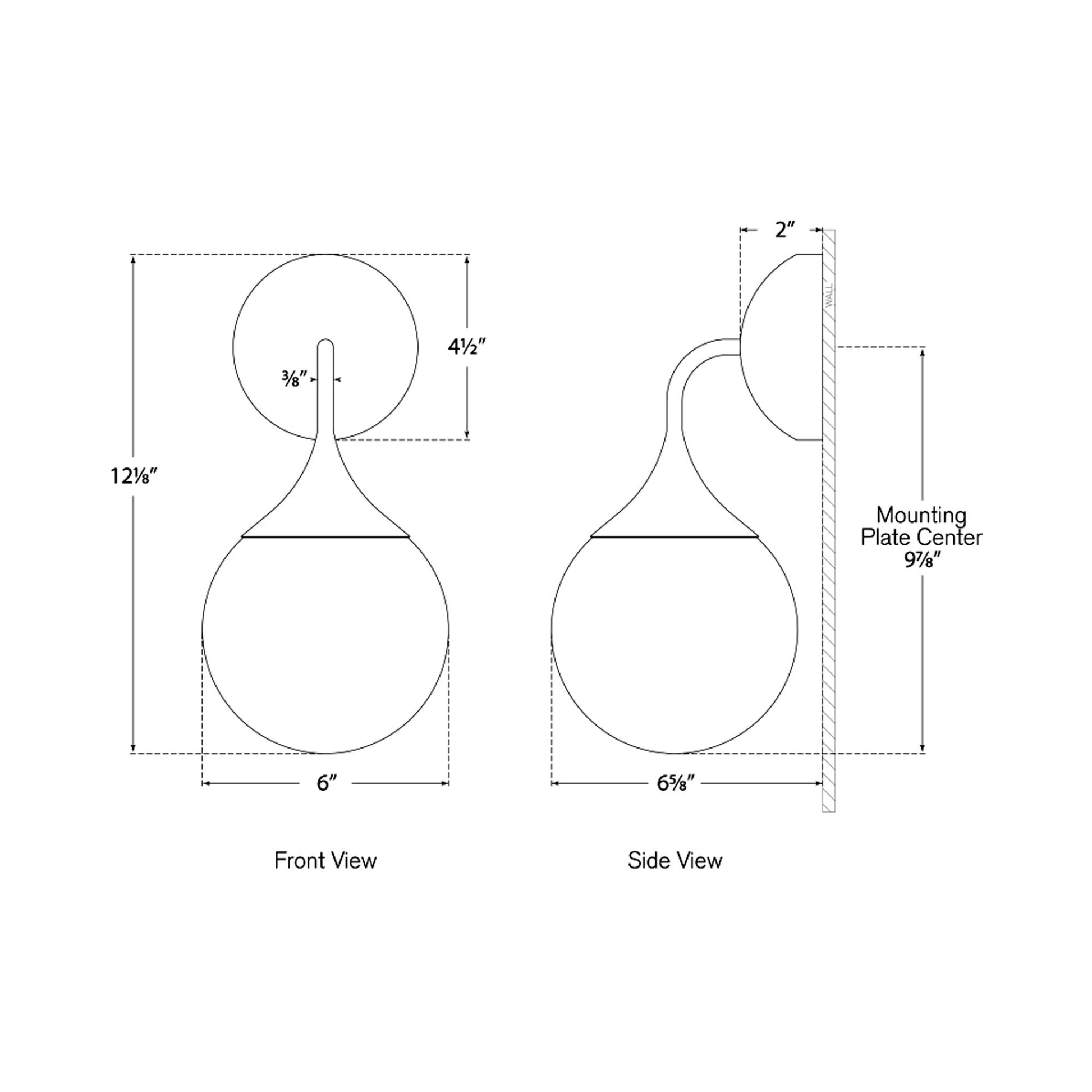 Cristol Wall Light - line drawing.