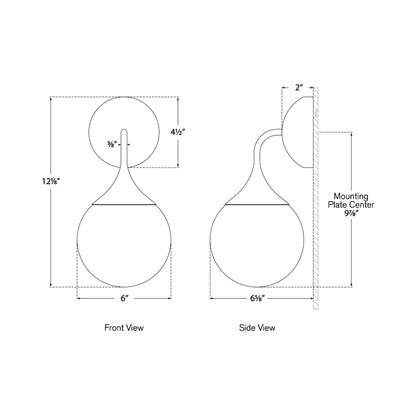 Cristol Wall Light - line drawing.