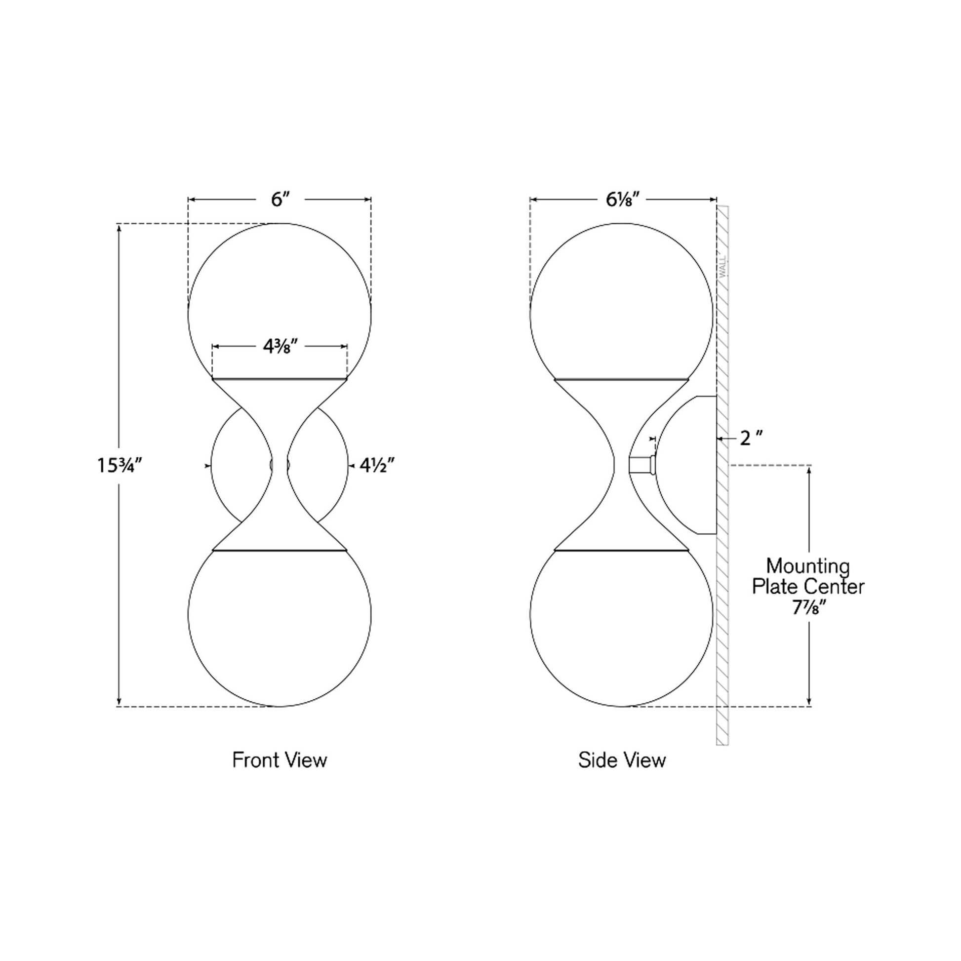 Cristol Wall Light - line drawing.