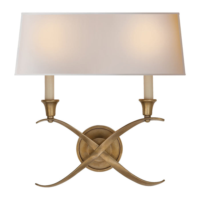 Cross Bouillotte Wall Light in Antique-Burnished Brass (Large).