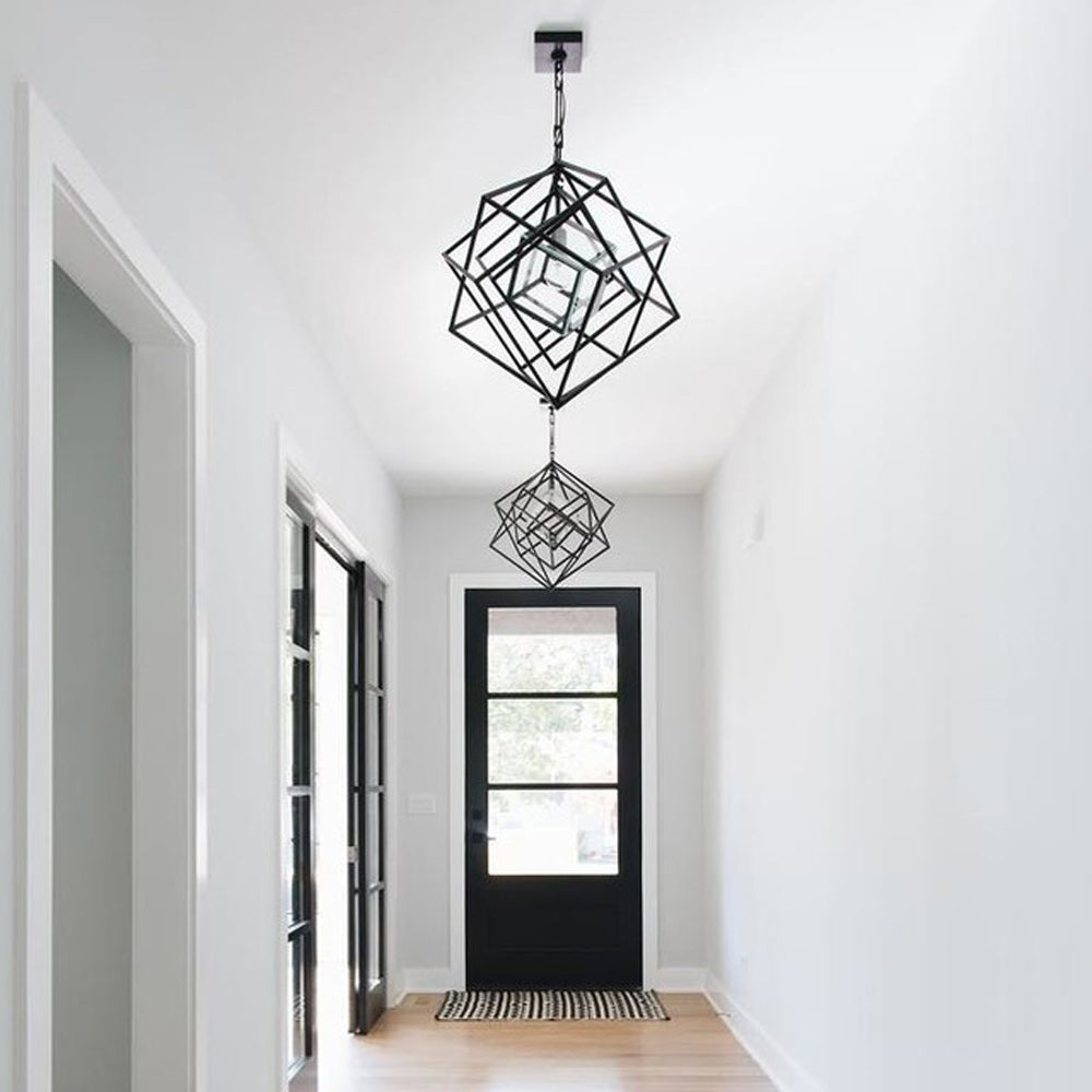 Cubist Chandelier in hallway.