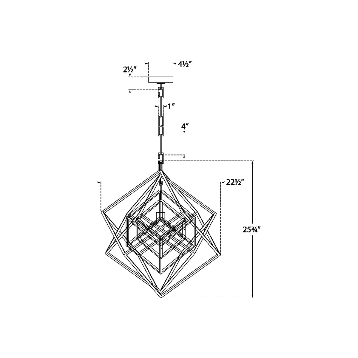 Cubist Chandelier - line drawing.