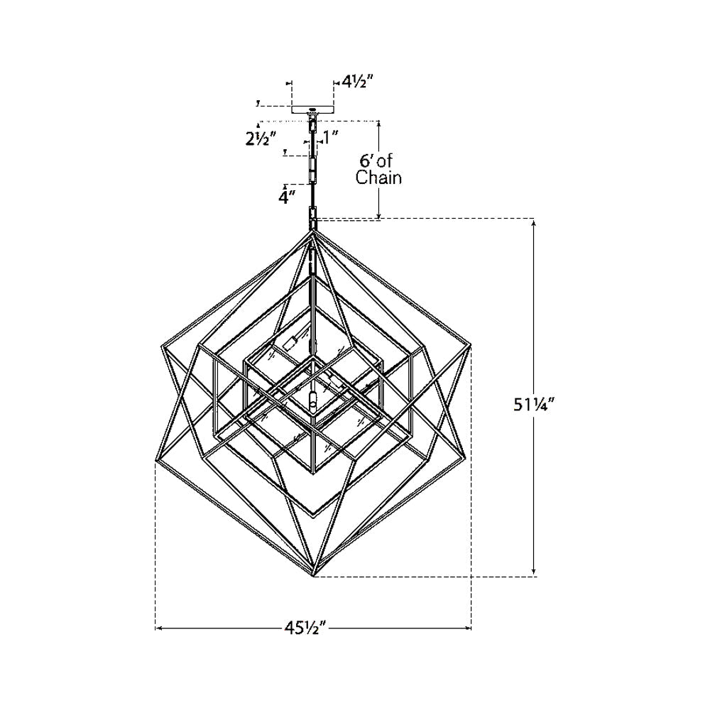 Cubist Chandelier - line drawing.