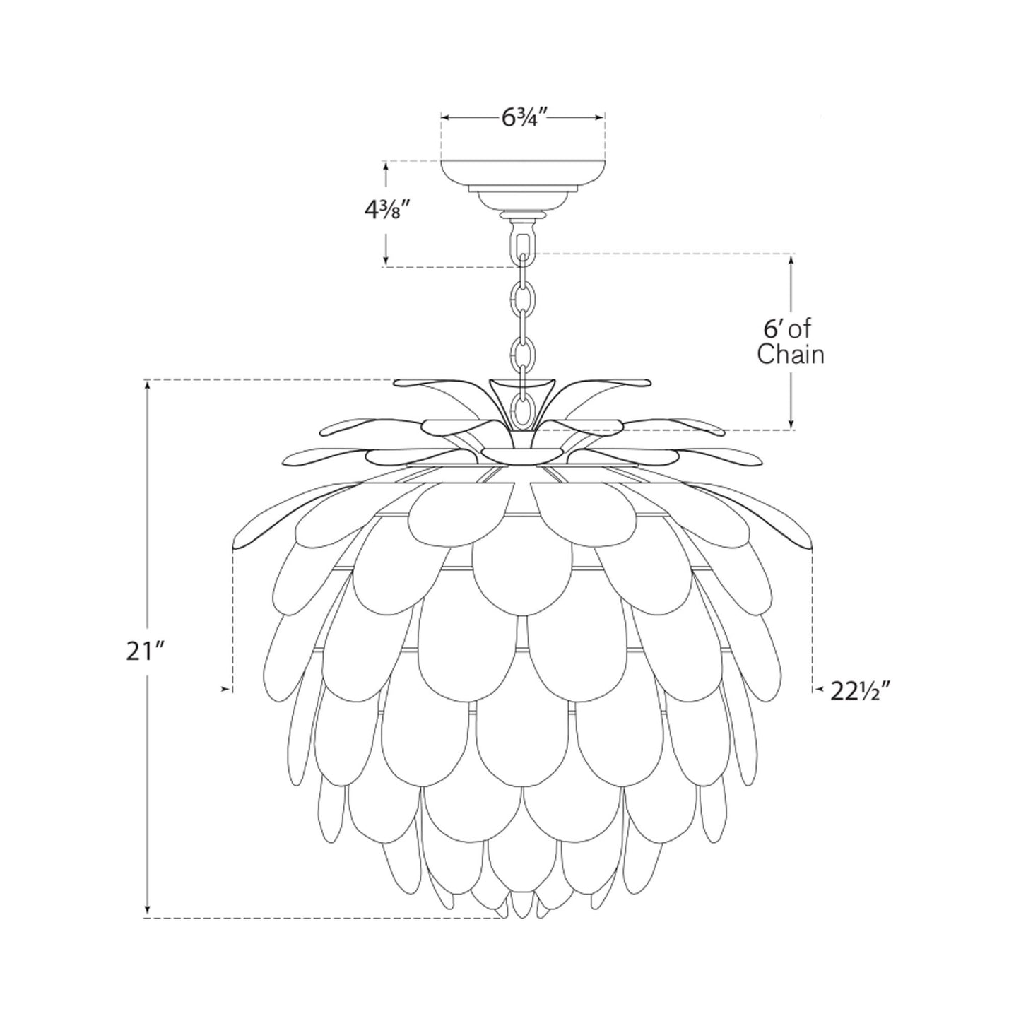 Cynara Chandelier - line drawing.