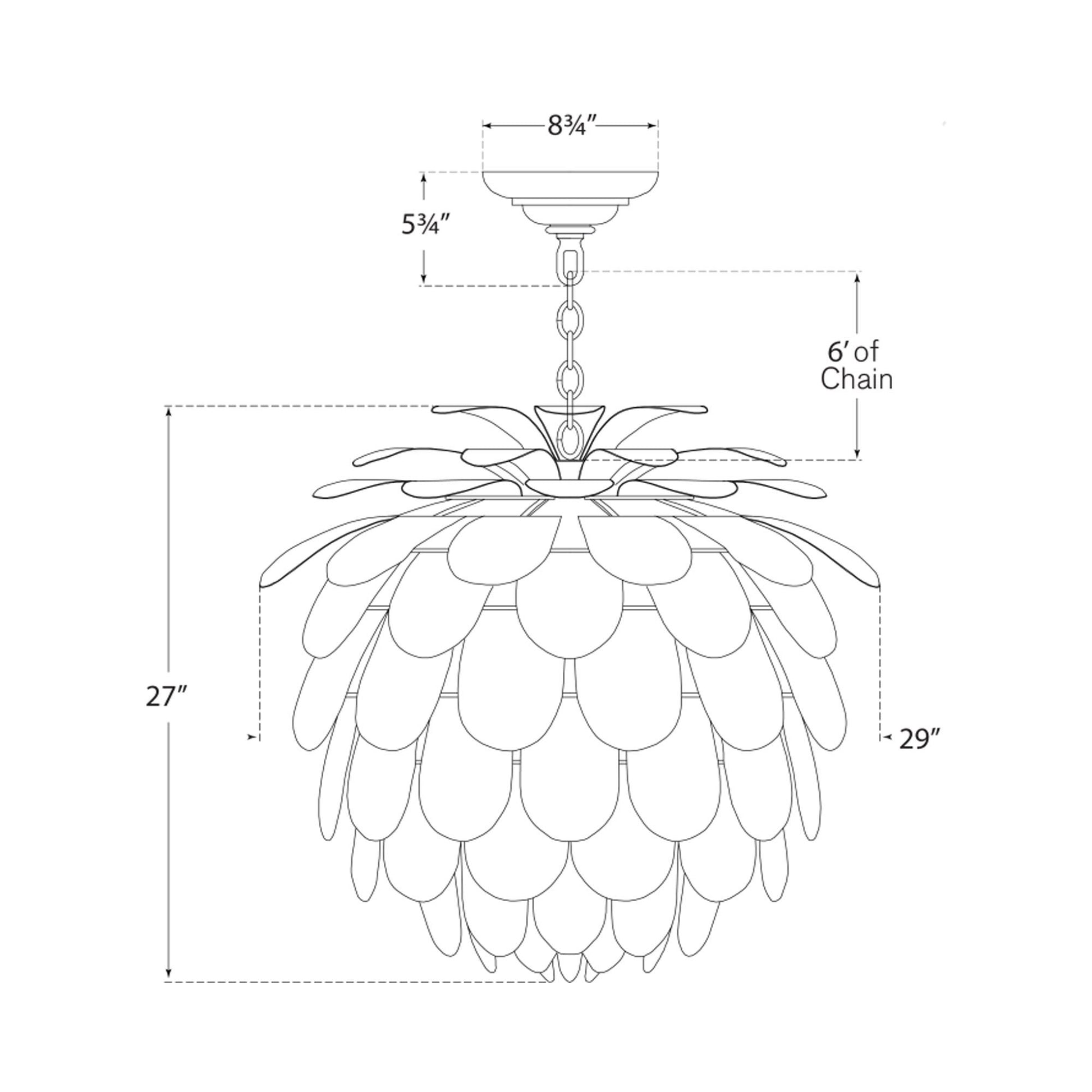 Cynara Chandelier - line drawing.