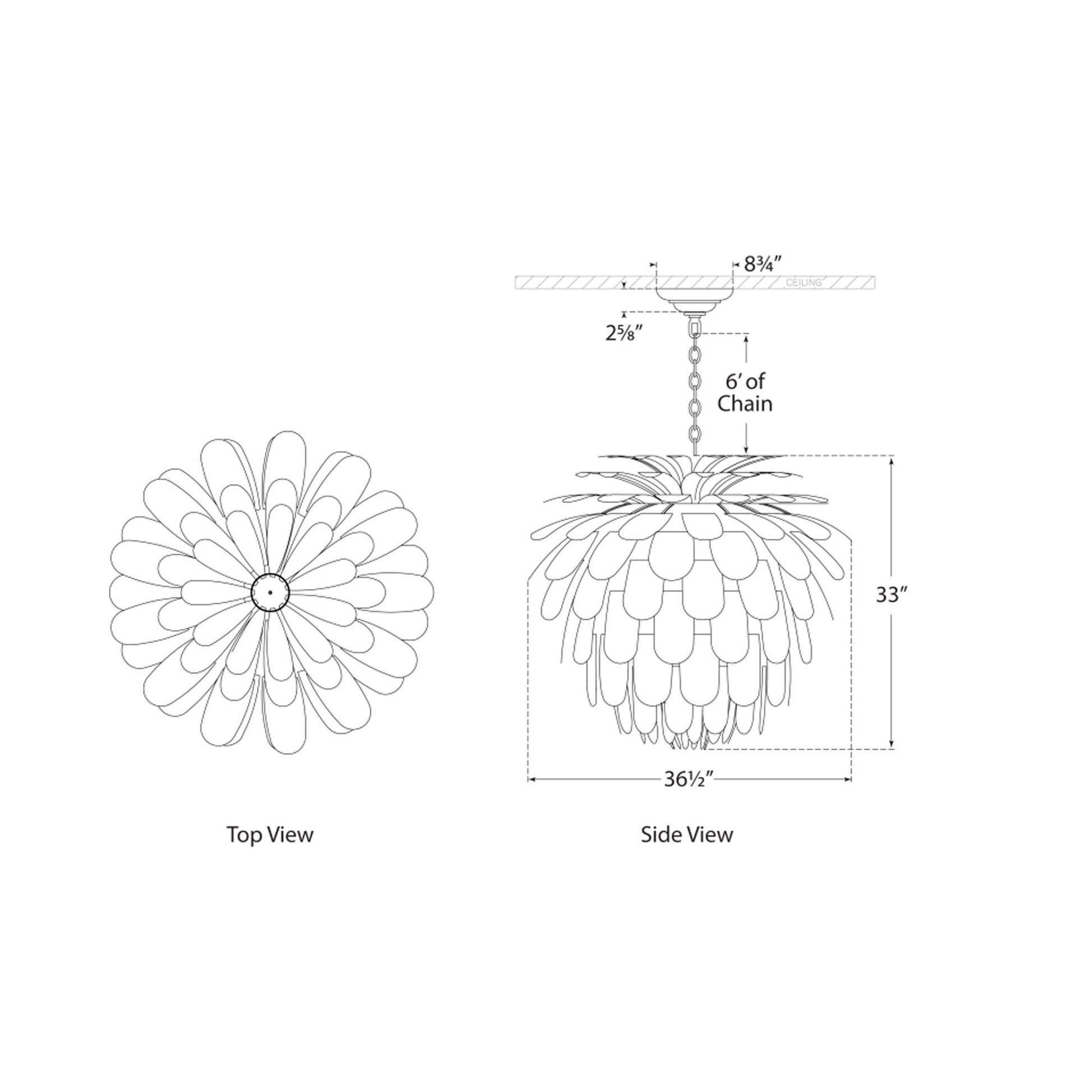 Cynara Chandelier - line drawing.