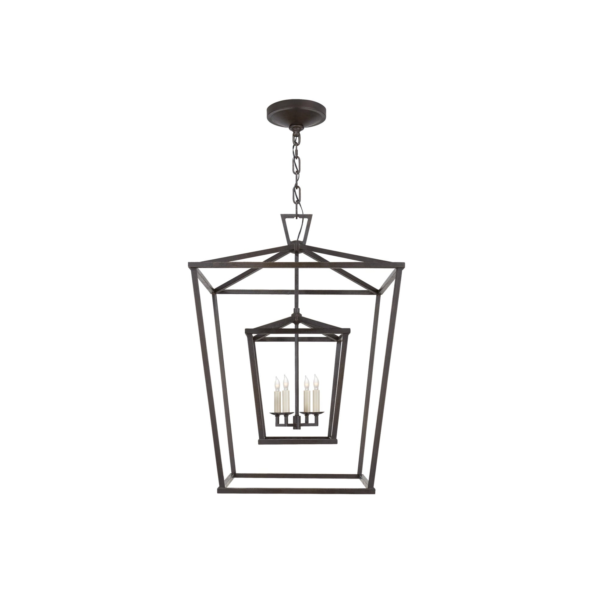 Darlana Double Cage Pendant Light in Aged Iron (Large).