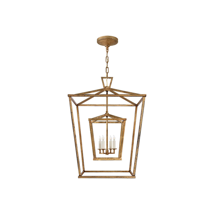 Darlana Double Cage Pendant Light in Gilded Iron (Large).