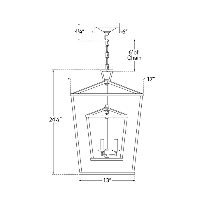 Darlana Double Cage Pendant Light - line drawing.