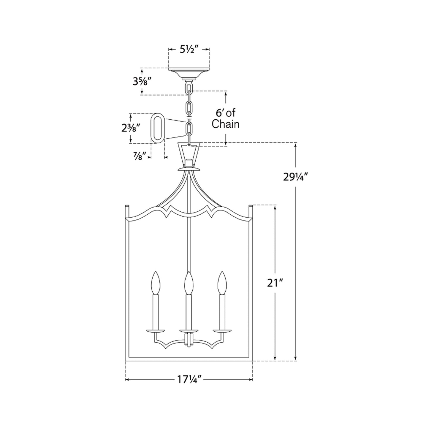 Darlana Fancy Pendant Light - line drawing.