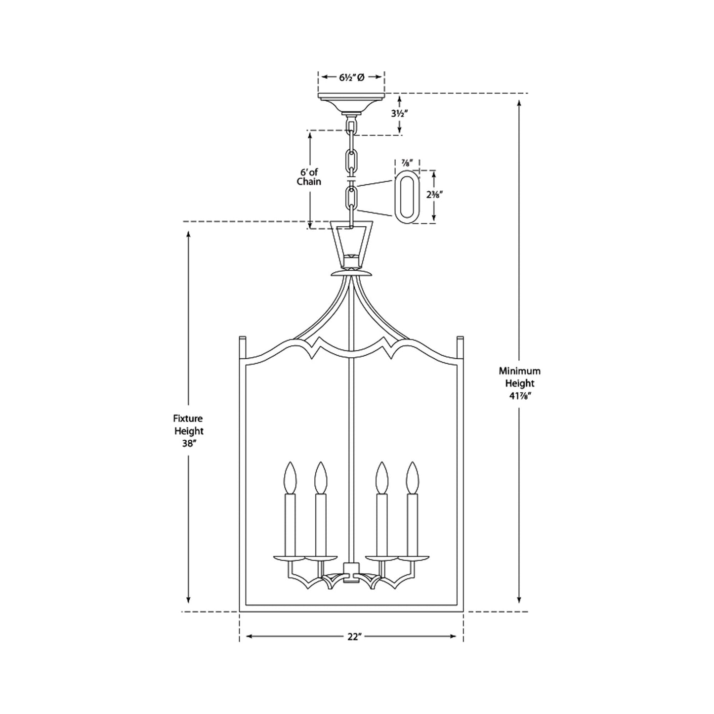 Darlana Fancy Pendant Light - line drawing.