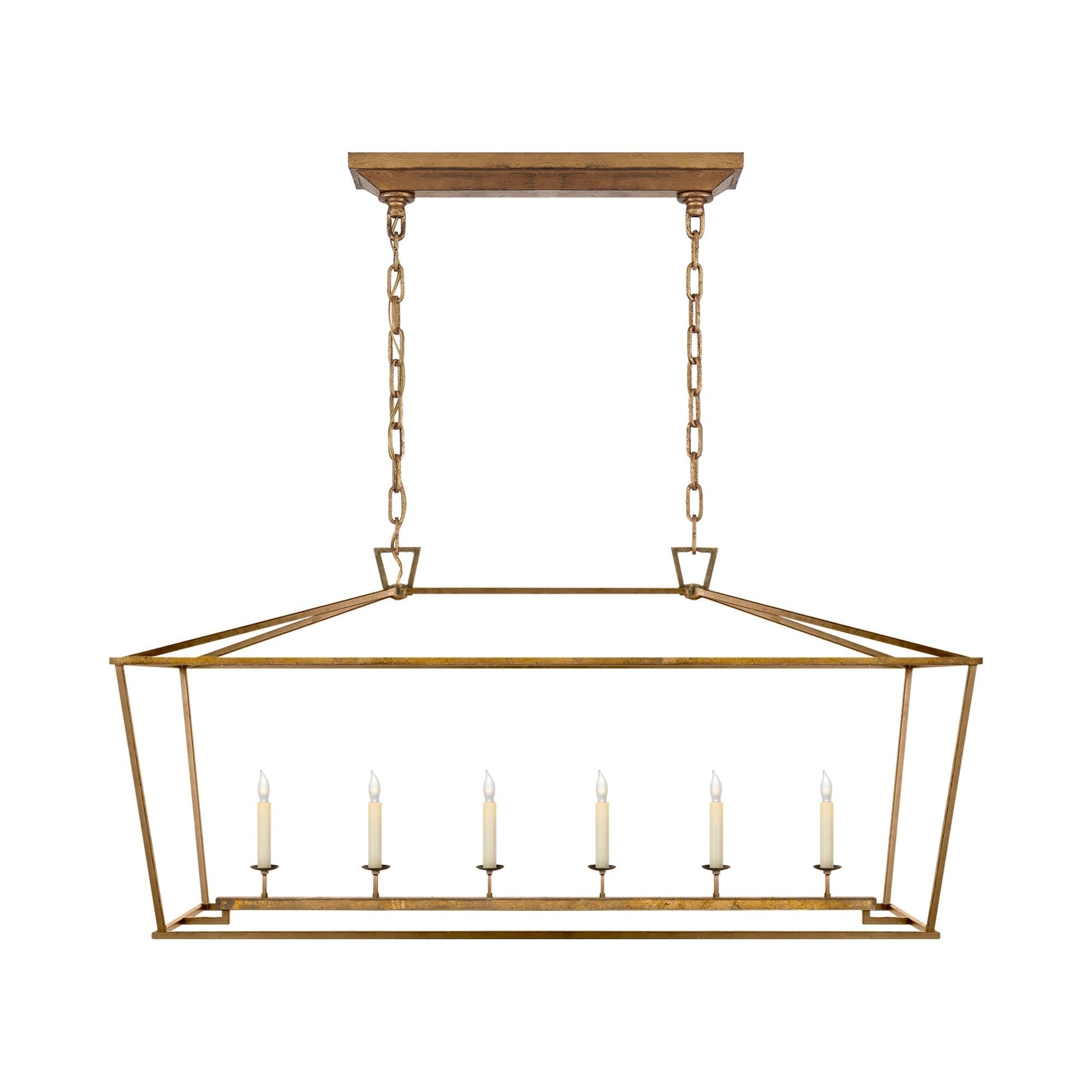 Darlana Linear Pendant Light in Gilded Iron (Large).