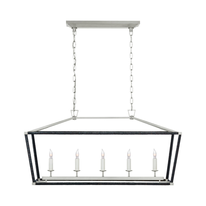 Darlana Rattan Wrapped LED Linear Pendant Light in Polished Nickel and Black Rattan (Medium).