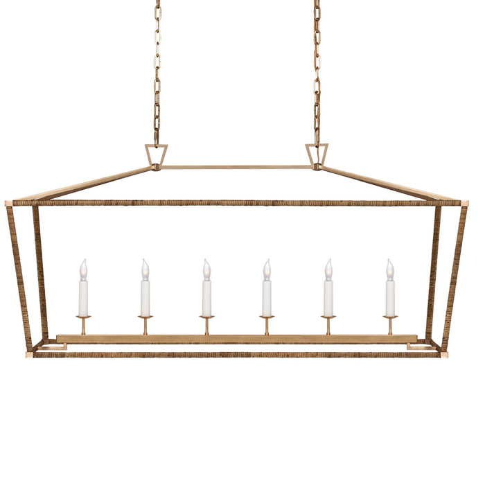 Darlana Rattan Wrapped LED Linear Pendant Light in Detail.