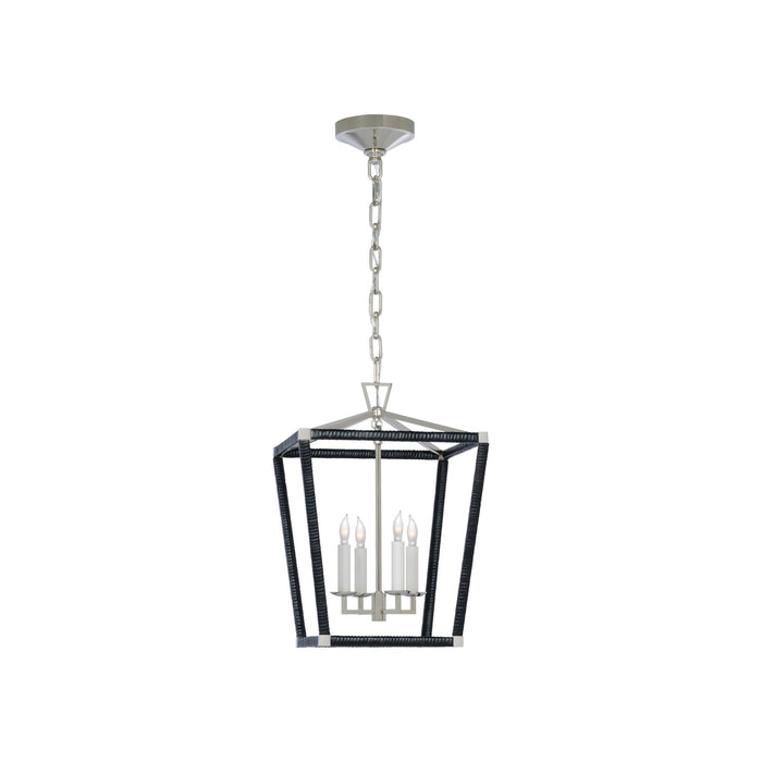 Darlana Rattan Wrapped LED Pendant Light in Polished Nickel and Black Rattan (Small).