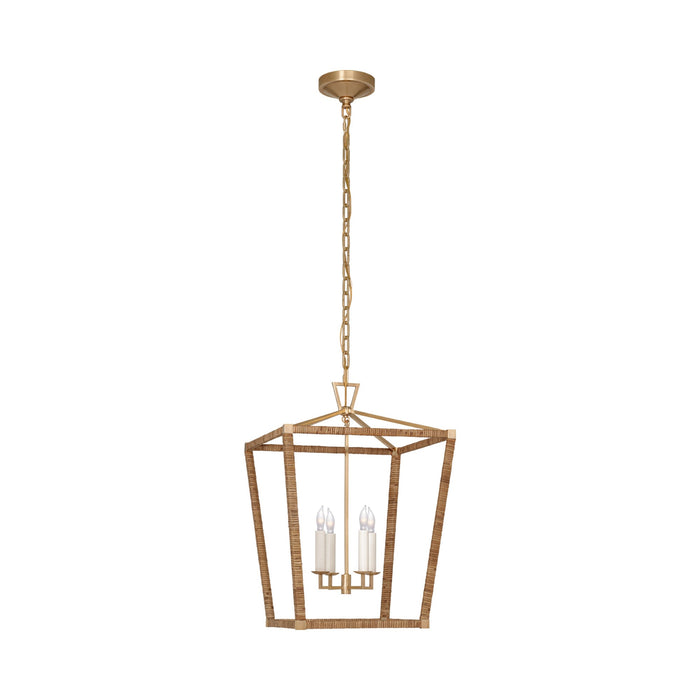 Darlana Rattan Wrapped LED Pendant Light in Antique-Burnished Brass and Natural Rattan (Medium).