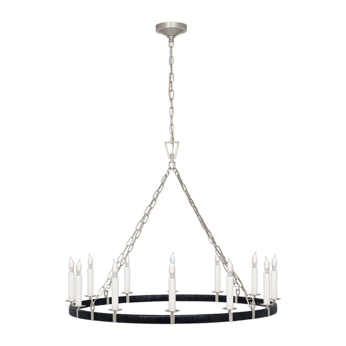 Darlana Rattan Wrapped Ringed LED  Chandelier in Polished Nickel and Black Rattan (Large).