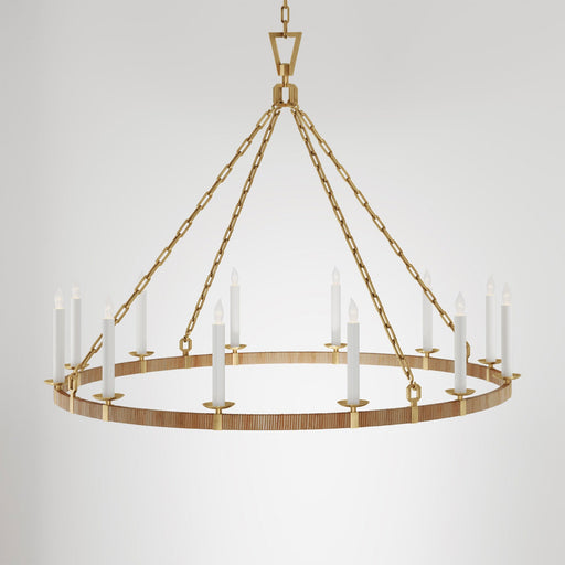 Darlana Rattan Wrapped Ringed LED  Chandelier in Detail.