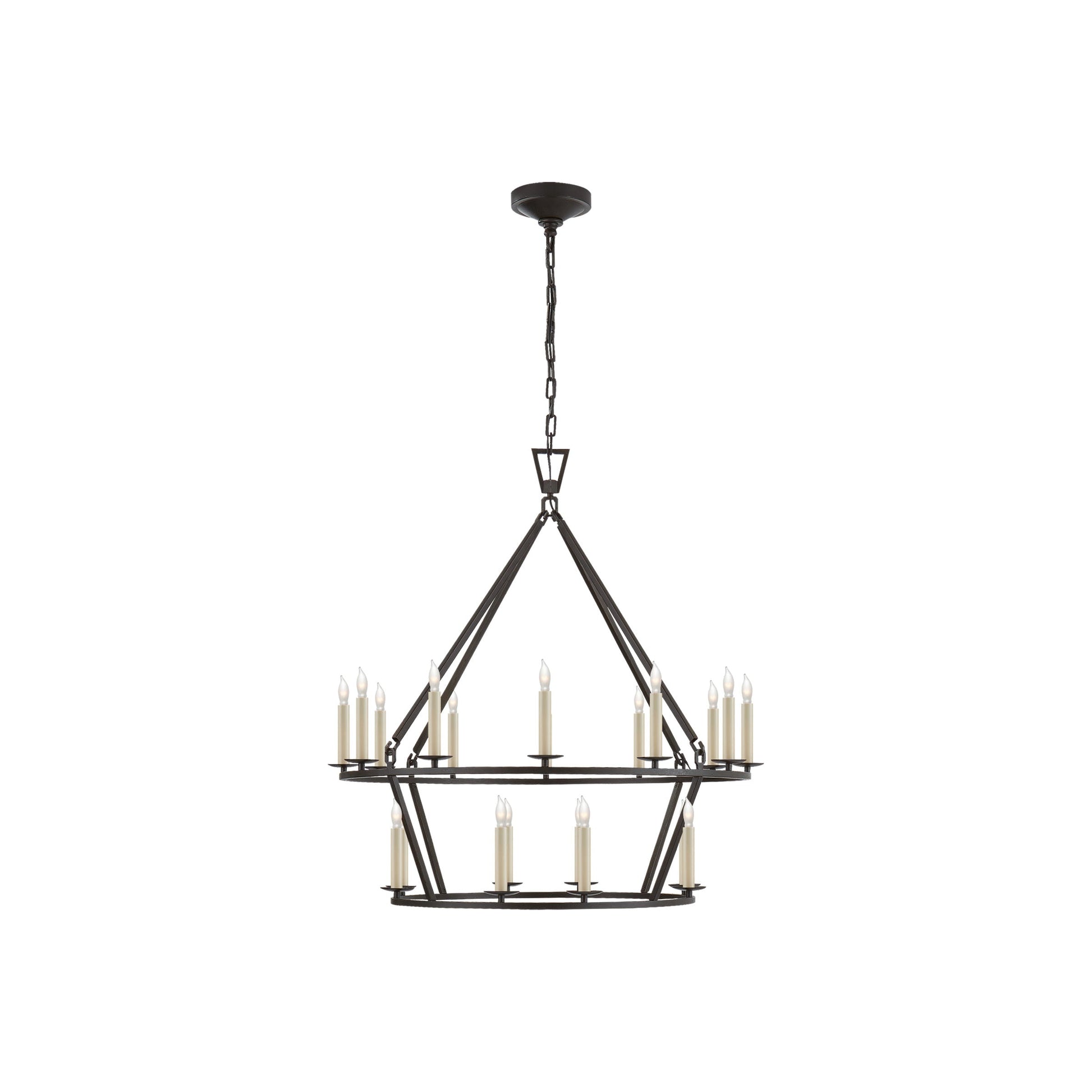Darlana Ring Chandelier in Aged Iron/Two Tier (30"D X 33"H).