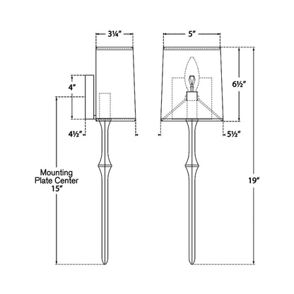 Dauphine Wall Light - line drawing.