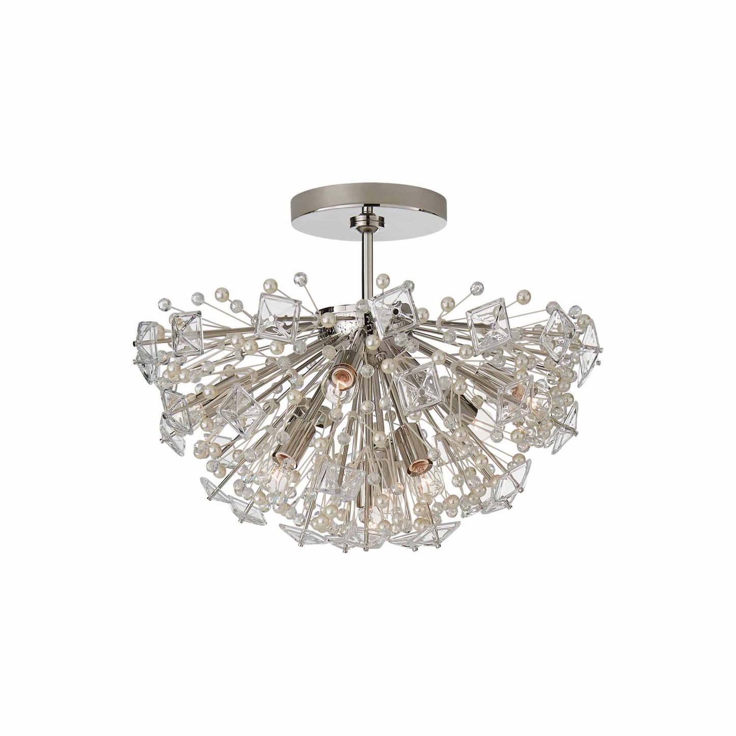Dickinson Semi Flush Mount Ceiling Light in Polished Nickel.