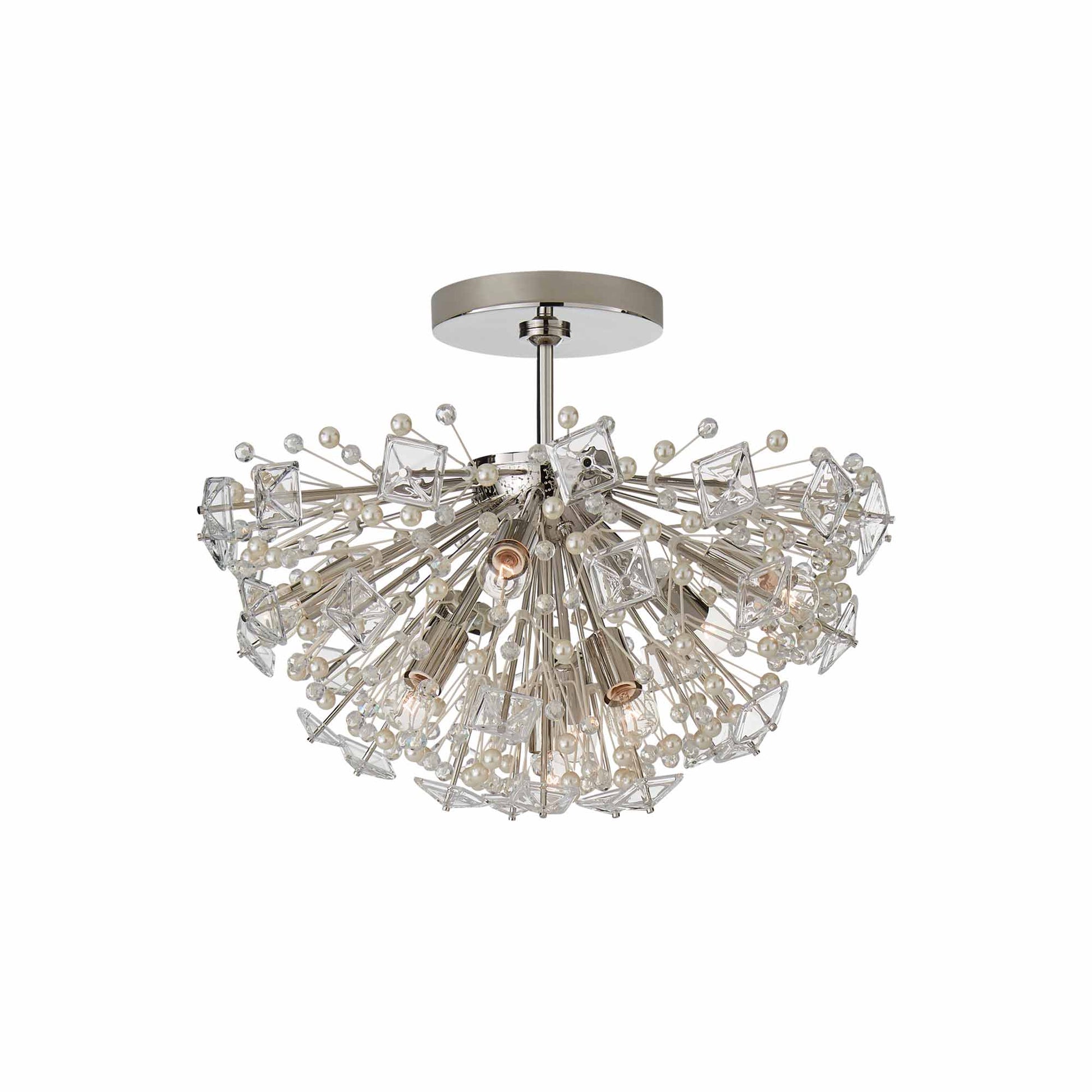 Dickinson Semi Flush Mount Ceiling Light in Polished Nickel.