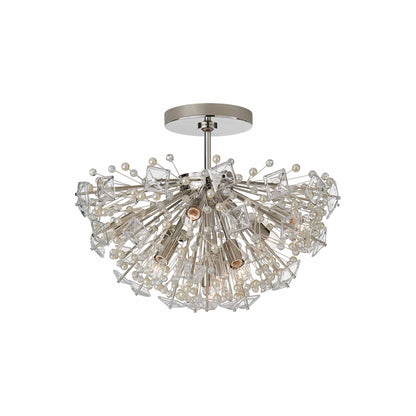 Dickinson Semi Flush Mount Ceiling Light in Polished Nickel.