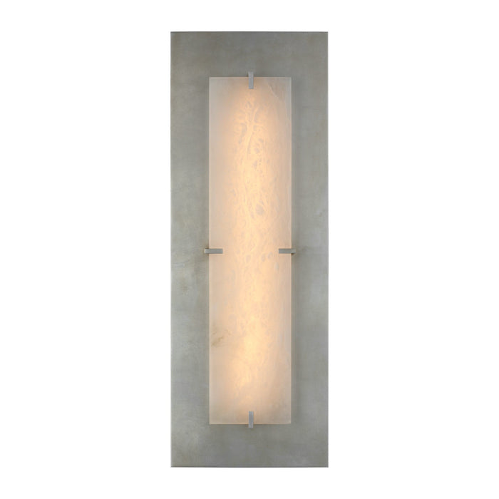 Dominica LED Wall Light in Burnished Silver Leaf and Alabaster (Large).