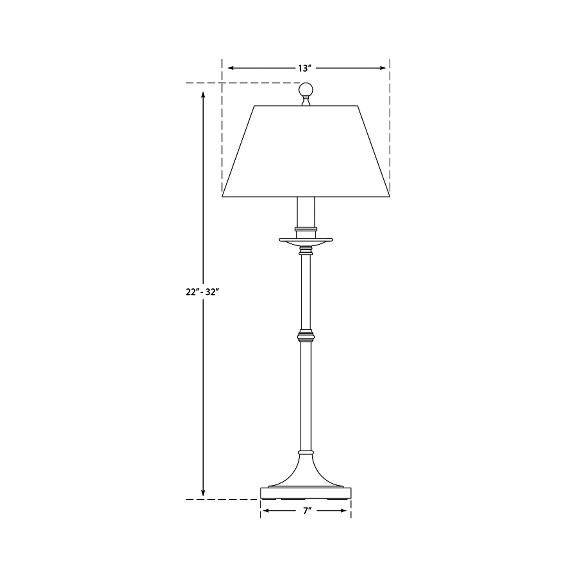 Dorchester Club Table Lamp - line drawing.