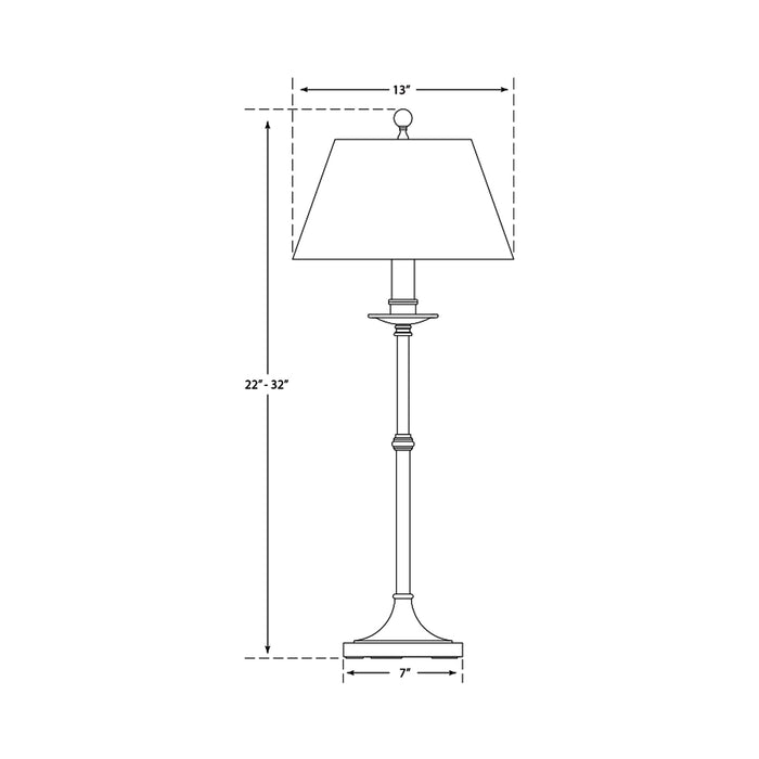 Dorchester Club Table Lamp - line drawing.