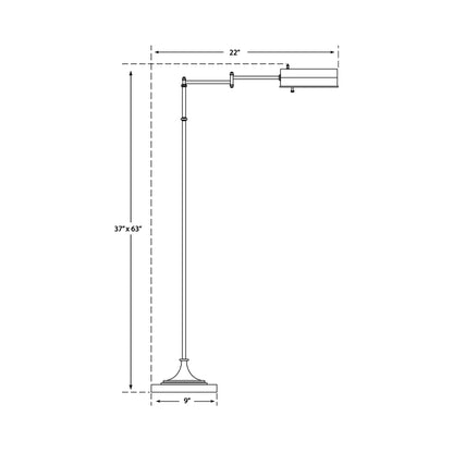 Dorchester Swing Arm Pharmacy Floor Lamp - line drawing.