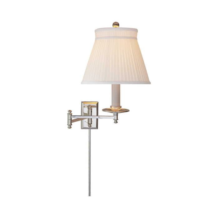 Dorchester Swing Arm Wall Light in Polished Nickel/Silk Shade (Single Backplate).