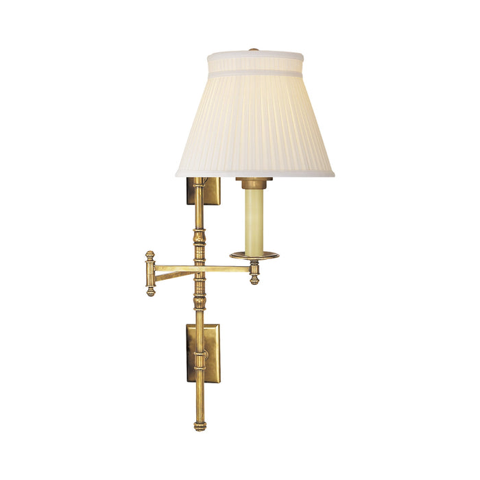 Dorchester Swing Arm Wall Light in Antique-Burnished Brass/Silk Shade (Double Backplates).