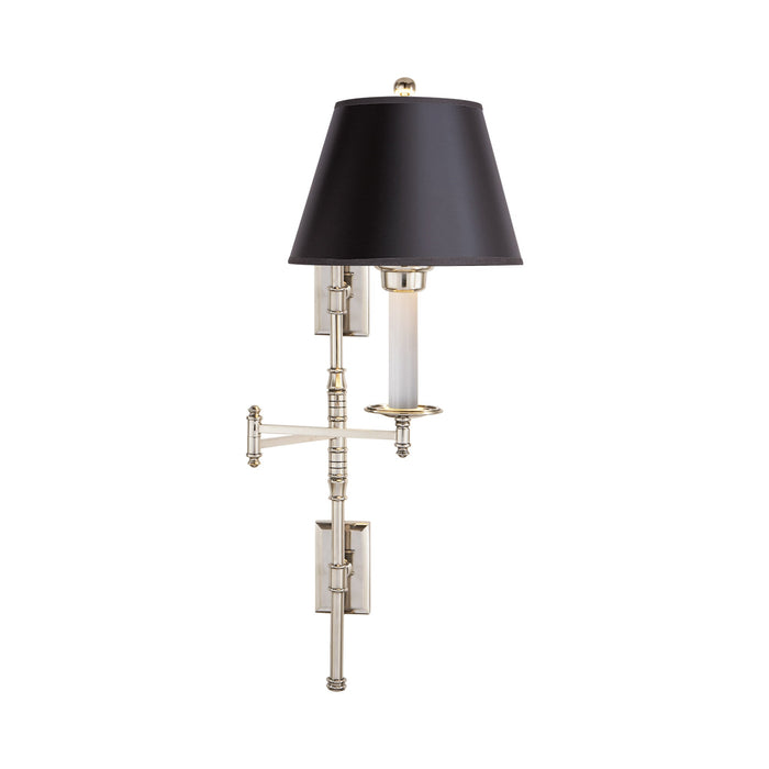 Dorchester Swing Arm Wall Light in Polished Nickel/Black Shade (Double Backplates).