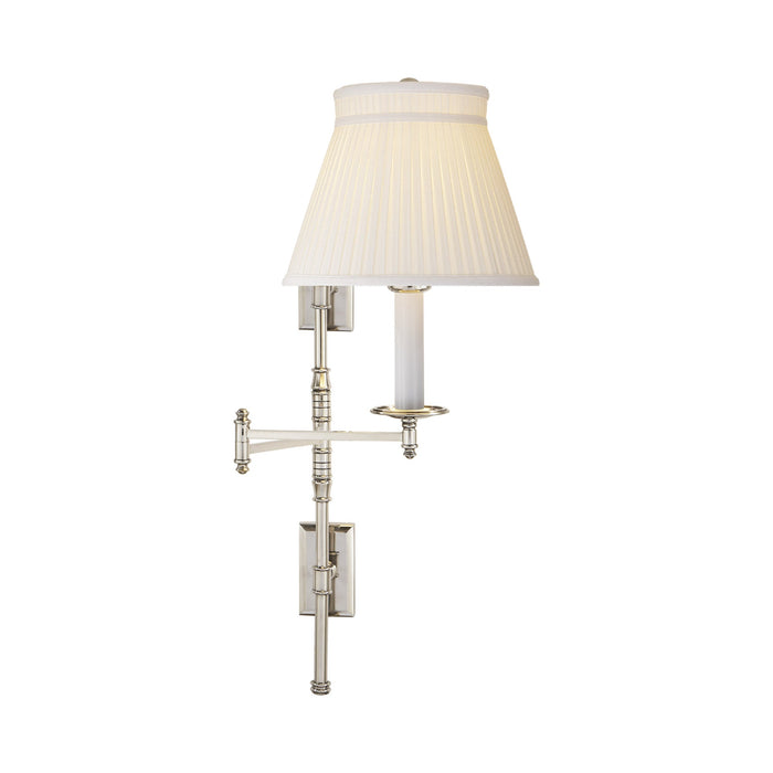 Dorchester Swing Arm Wall Light in Polished Nickel/Silk Shade (Double Backplates).