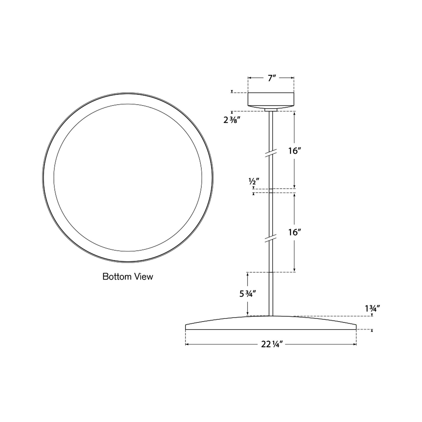 Dot LED Pendant Light - line drawing.