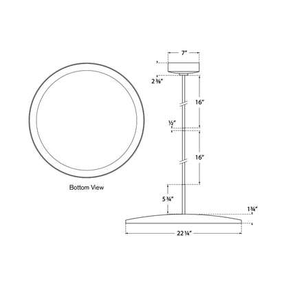 Dot LED Pendant Light - line drawing.