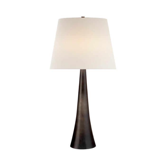 Dover Table Lamp with Linen Shade in Aged Iron.
