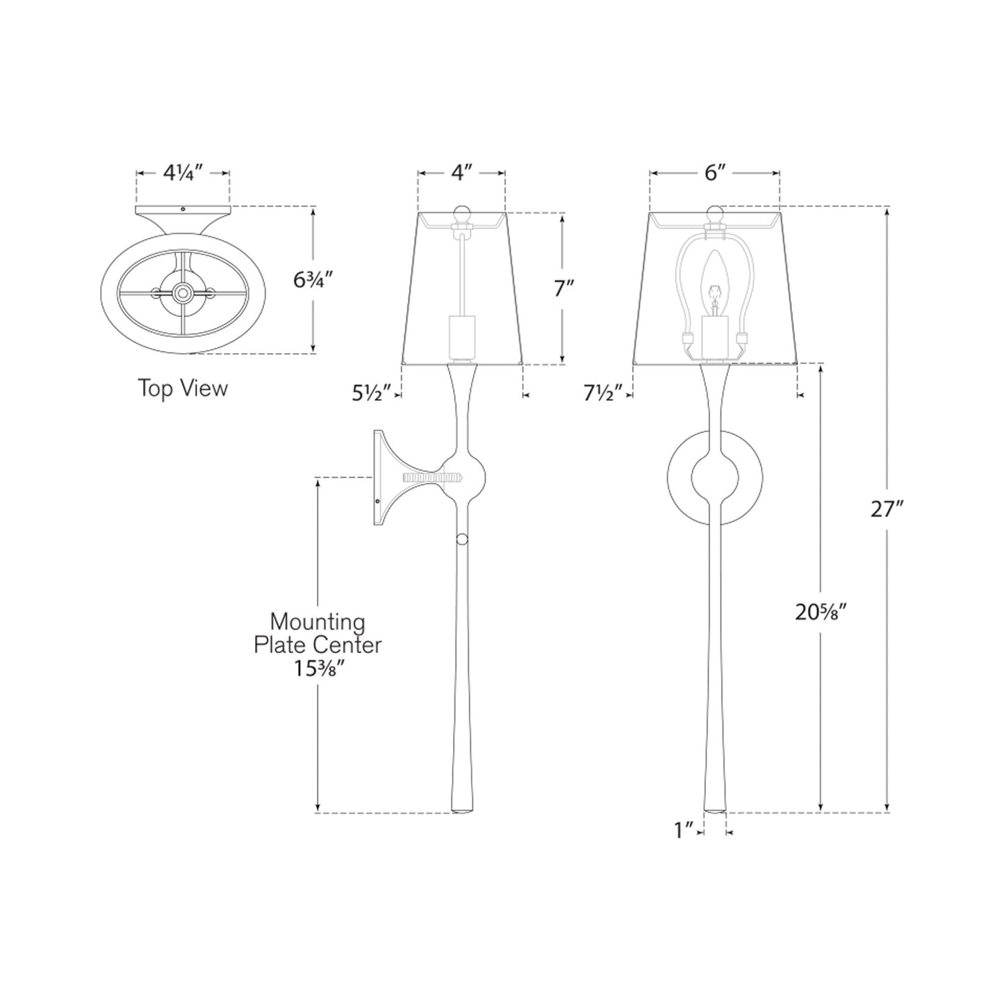 Dover Wall Light - line drawing.