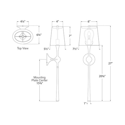 Dover Wall Light - line drawing.