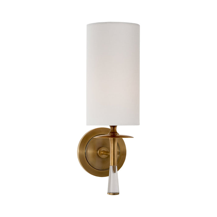 Drunmore Wall Light in Hand-Rubbed Antique Brass with Crystal/Linen.